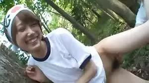 Nailing skinny one out in the forest