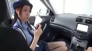 Teen in police uniform gives a handjob