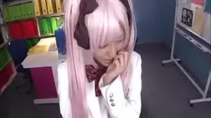 POV blowjob with a teen in a wig